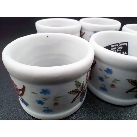 Set of 5 Town and Country Linen Corp Porcelain Floral Napkin Rings Fifth Ave. NY - Picture 7 of 12